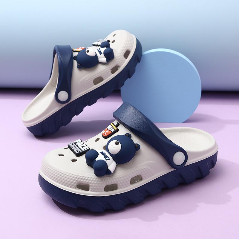 

Colorful Casual Boys Summer Slip On Clogs Soft Eva Hollow Sandals For Indoor Use StyleF,24/25