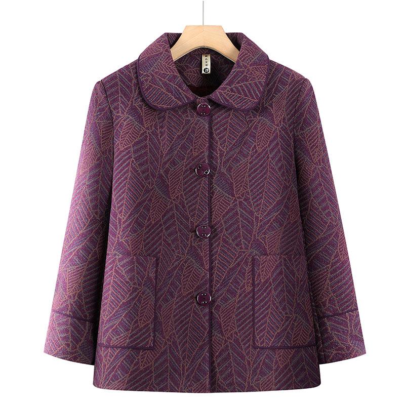 Women's Winter Velvet-Enhanced Lapel Jacket for Middle-Aged and Elderly: Grandma's Warm, Stylish Cotton Wear