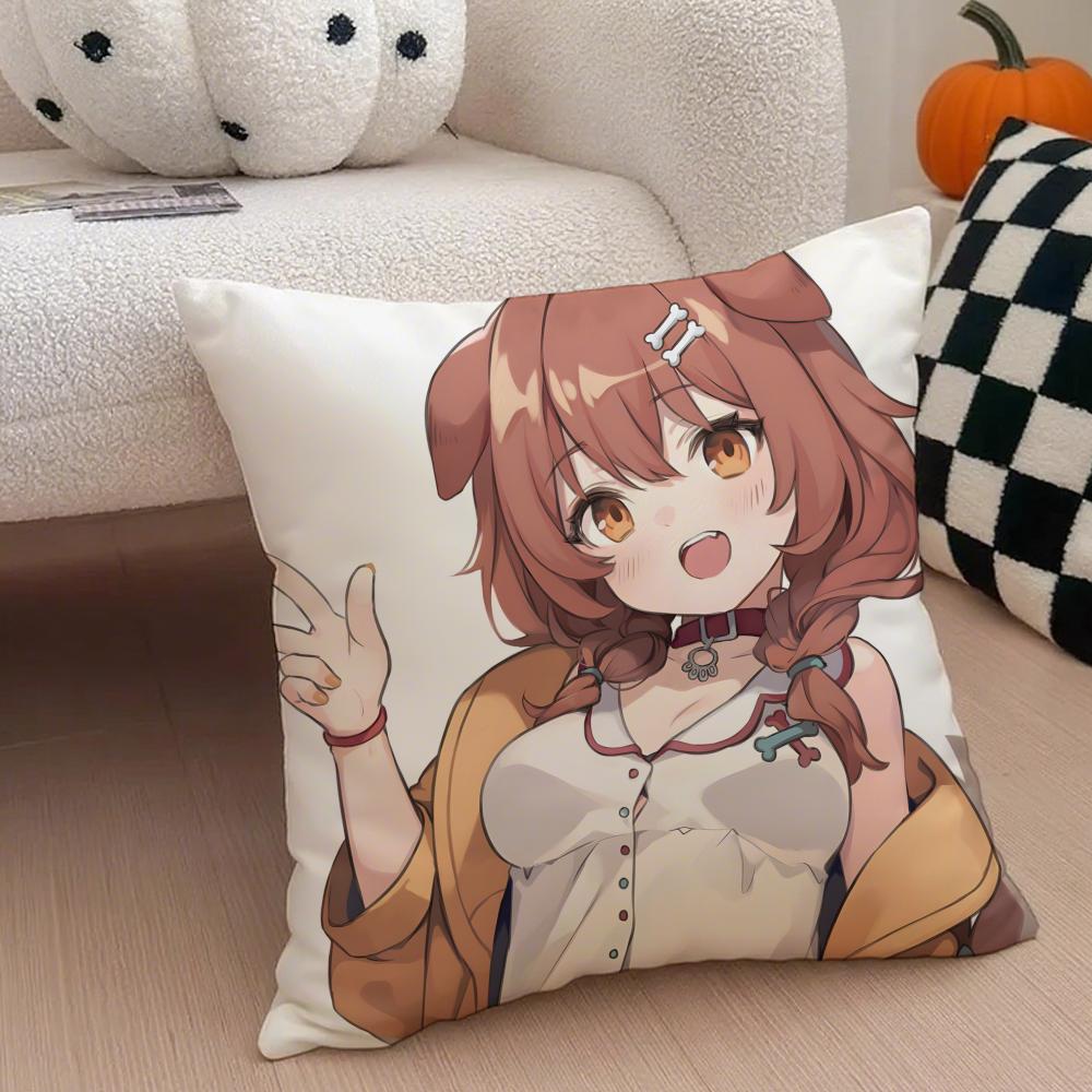 Playful Cute Japanese VTuber IINUGAMI KORONE Cushion Cover Throw Pillow Cover Hidden Button Durable Polyester Chair Cushion