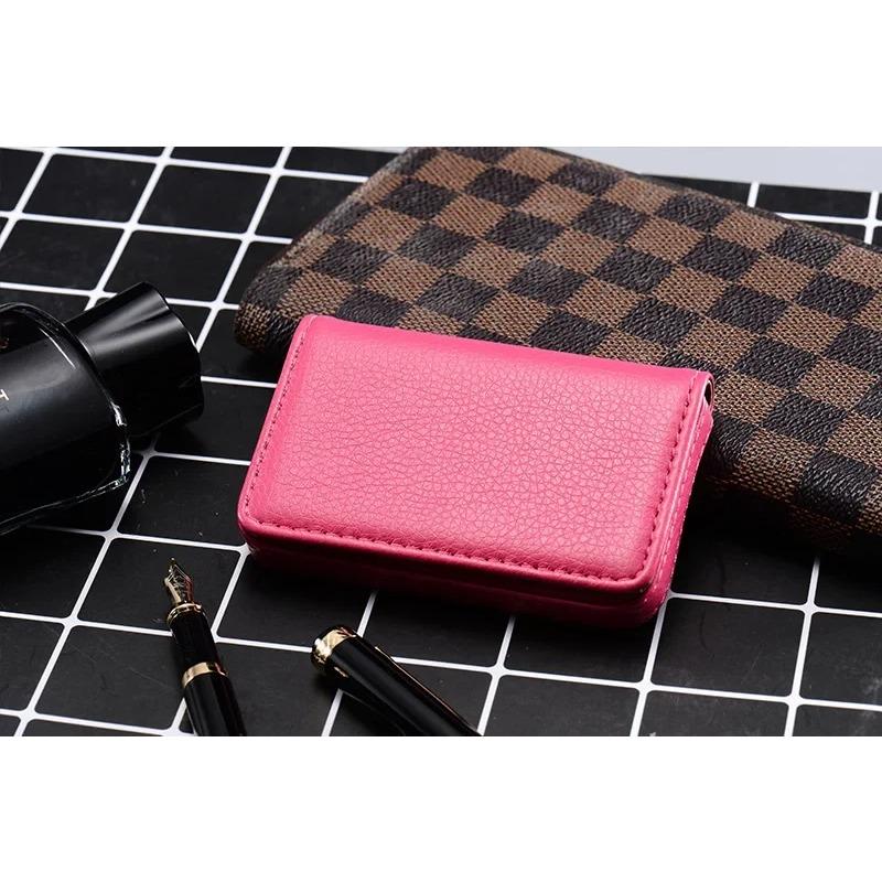 1pc PU Leather Business Card Holder With Magnetic Buckle Slim Pocket Name Card Holder Large Capacity Portable Credit Card Case