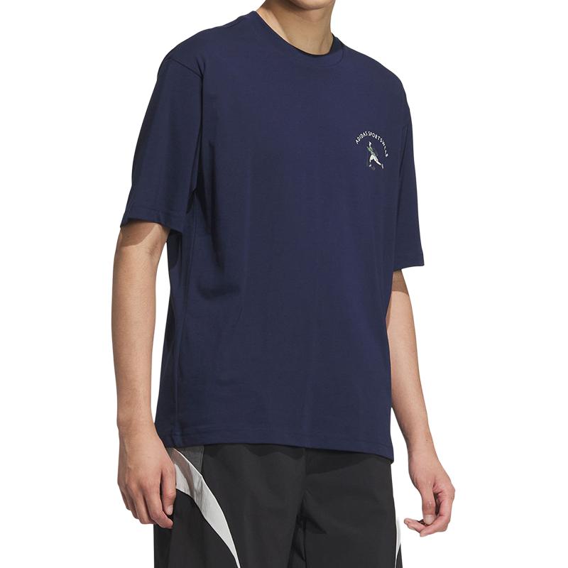 adidas SS25 Lässiges Einfaches Rundhals Sport Kurzarm T-Shirt Herren T-Shirts Tiefes Indigo JL6060