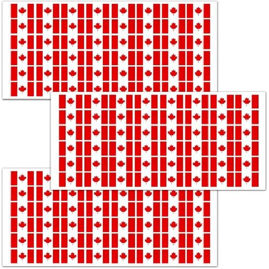 144 Pcs Small Canada Flag Vinyl Stickers, 38x20mm Patriotic Stickers Proud C