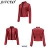 BITCED Women's Studded Leather Jacket Spring/Autumn Long-Sleeved Stand-Collar Fashion Jacket