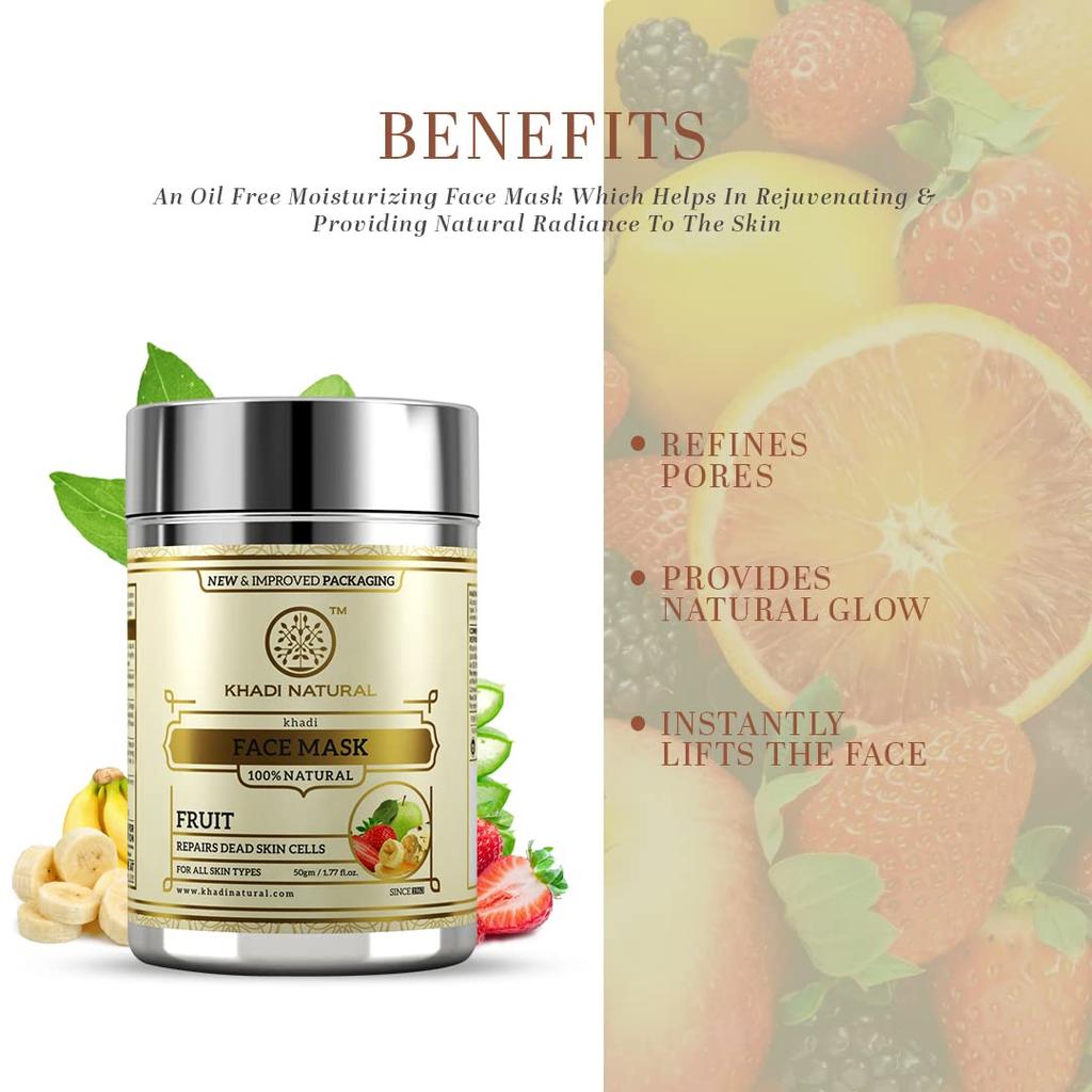 Khadi Natural Fruit Herbal Face Mask Pack 50g | Nourishing Glow Skin Care | Single Pack