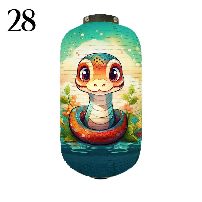Japanese Style Cloth Lantern New Year Festival Mascots Zodiac Snake Printed Lantern Sushi Shop Bistro Restaurant Decor Ornaments
