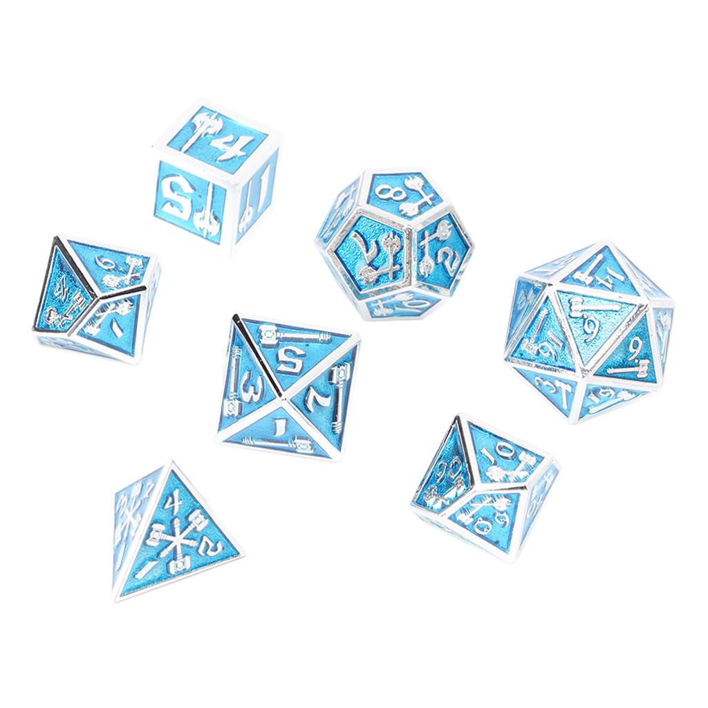 7pcs Polyhedral Dice Set Clear Number Metal Glossy Odorless Table Board Game Dice for Role Playing