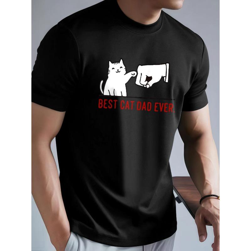 

Мужская удобная футболка с круглым вырезом и принтом «Кот-боксер», Спортивная повседневная мужская слегка эластичная футболка, Универсальная классическая футболка для спорта, отдыха S чёрный