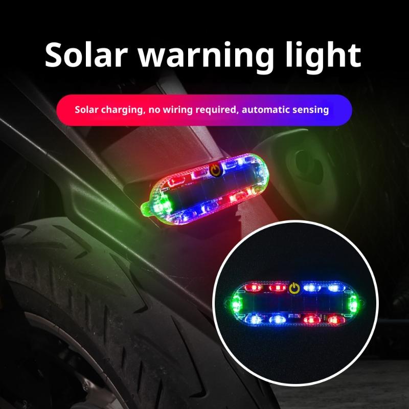 Car Solar Charging-Free Anti-Rear Collision And Explosion-Proof Safety Light Motorcycle Brake Tail Light Modified Flash Light
