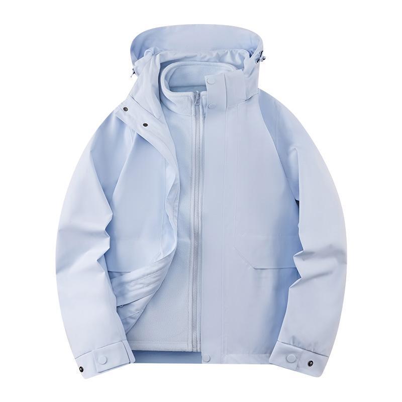 Three-in-One Detachable Windproof Goose Down Jacket: Cold-Resistant, Water-Repellent Outer, Warm Inner Layer for Couples