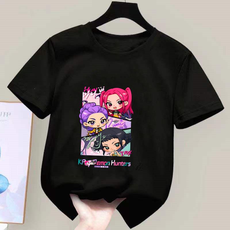 K-POP Demon Hunter Girl Group Unisex Cotton T-Shirt - Kids' Summer Short Sleeve Round Neck Top