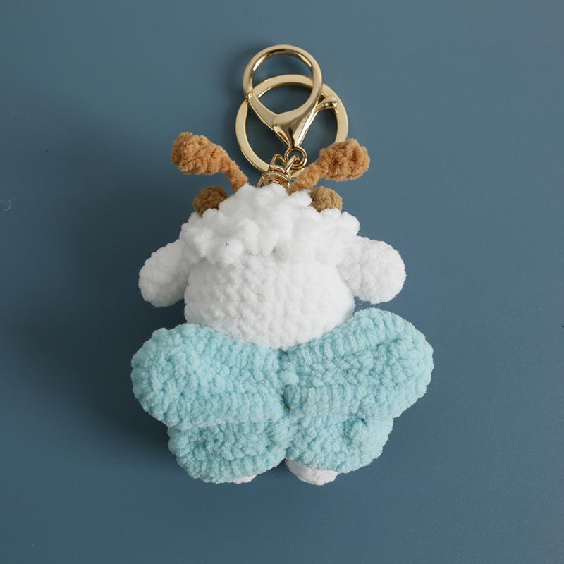 Handmade Crochet Cute Sheep And Bee Cartoon Doll Keychain Pendant