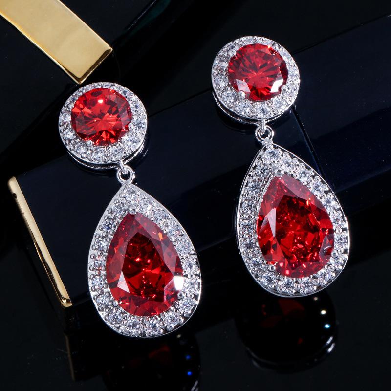 E0229 Temperament Women'S Earrings, Water Drop Zircon Earrings, Micro-Setting Process, Multi-Color Optional