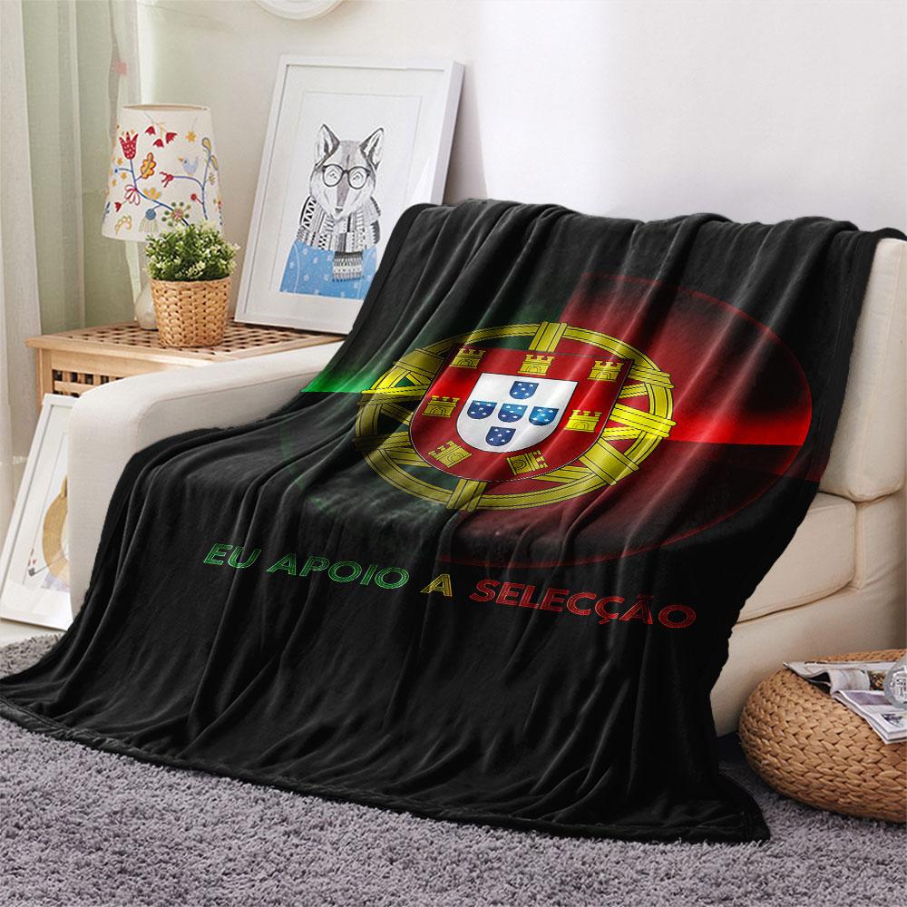1PC Portugal National Football Team Patterned Flannel Blanket Suitable For All Seasons for Home Decor Warmth and Comfort Gifts Holiday Present