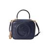 Blondie Round Interlocking Double G Zipper Closure Leather Shoulder Bag Crossbody Bag Tote Bag Women Bags Blue 744434-1IV0G-4157