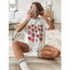 Süßes Erdbeer-Chic Rundhals-T-Shirt Weiche Baumwolle Mikrostretch Entspannte Passform Lässiges Kurzarm-Oberteil Damenmode