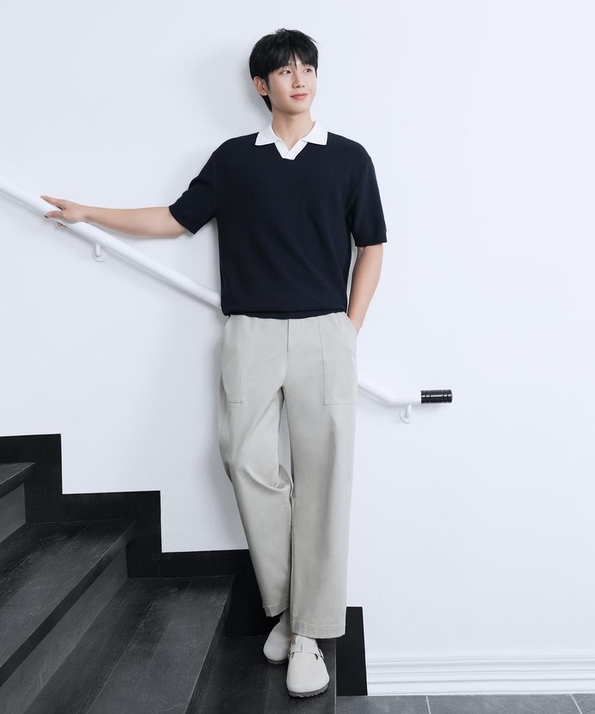 MINDBRIDGE Contrast Collar Short Sleeve Knit - 2 Colors Mykt3101