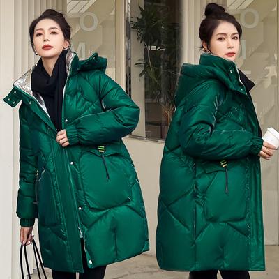 Fashion Bright Fabric Thick Warm Winter Jackets Women's Cotton Padded Coats Mid Length Women Parkas Outerwear