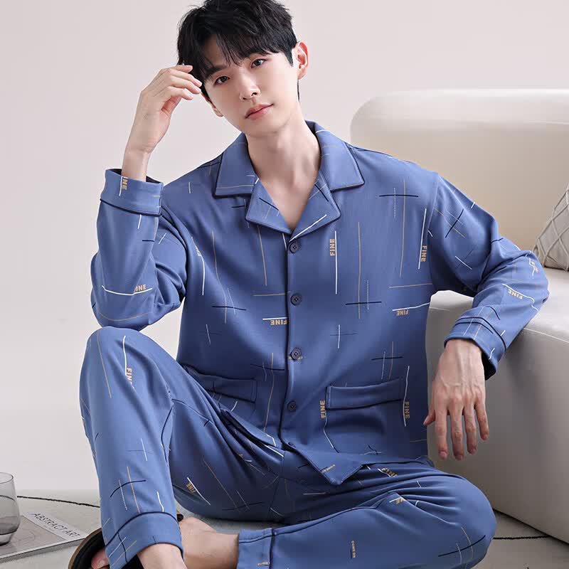 Nanjiren Men's 10A Antibacterial Pure Cotton Cardigan Pajamas
