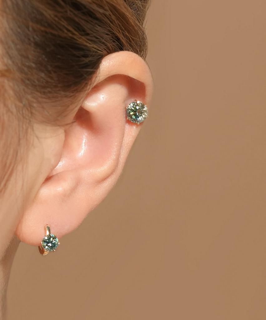 Minimalpiercing 14K Moissanite Diamond Green Noble Piercing Earrings