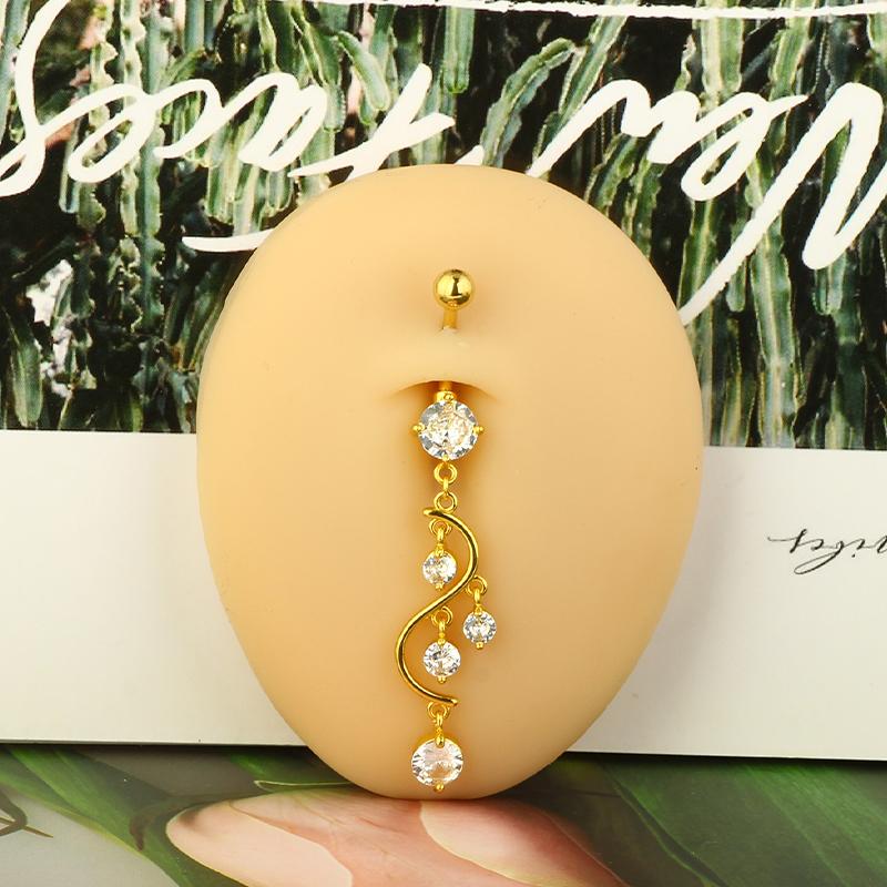 1pc Golden Belly Button Rings Pack Stainless Steel Long Dangling Navel Belly Piercing Jewelry For Women 14G Belly Bar Kit Stud