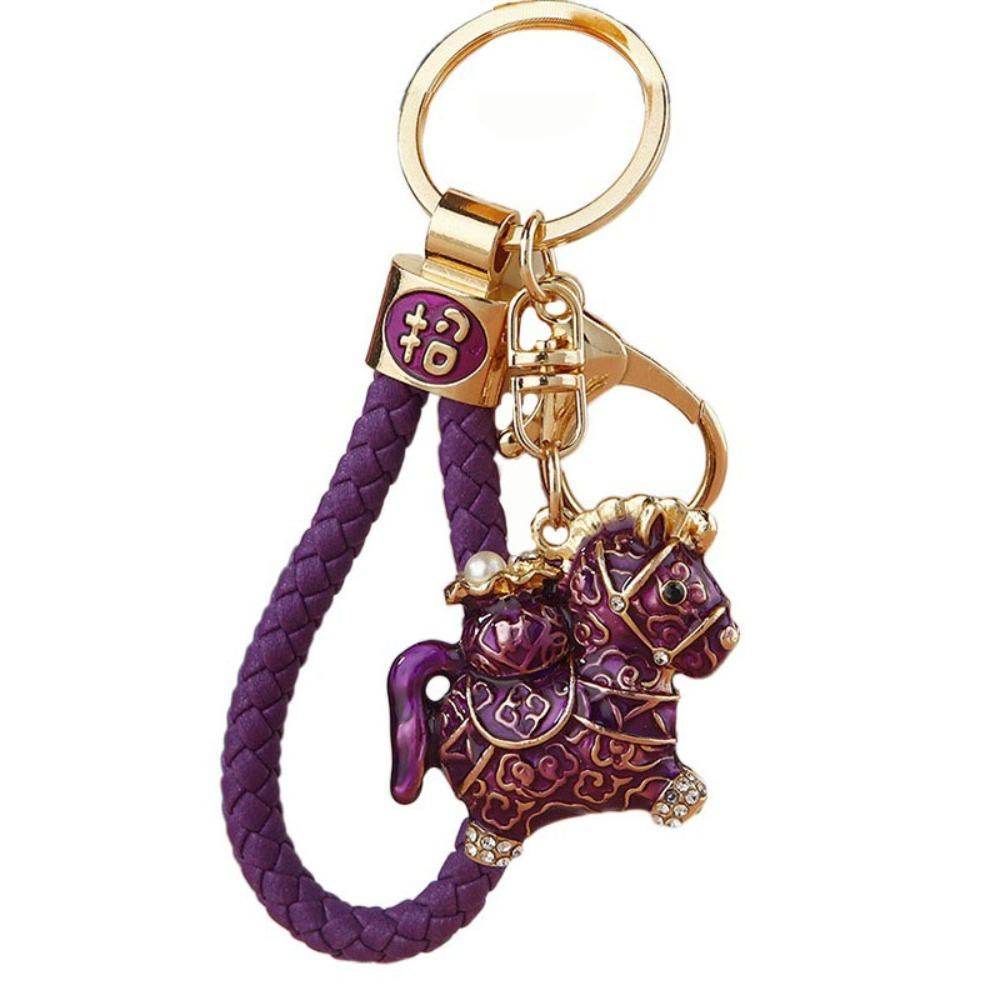 Zircon Zodiac Horse Pendant Exquisite New Year Pendant Sweet Horse Year Keychain  Car Key Ring