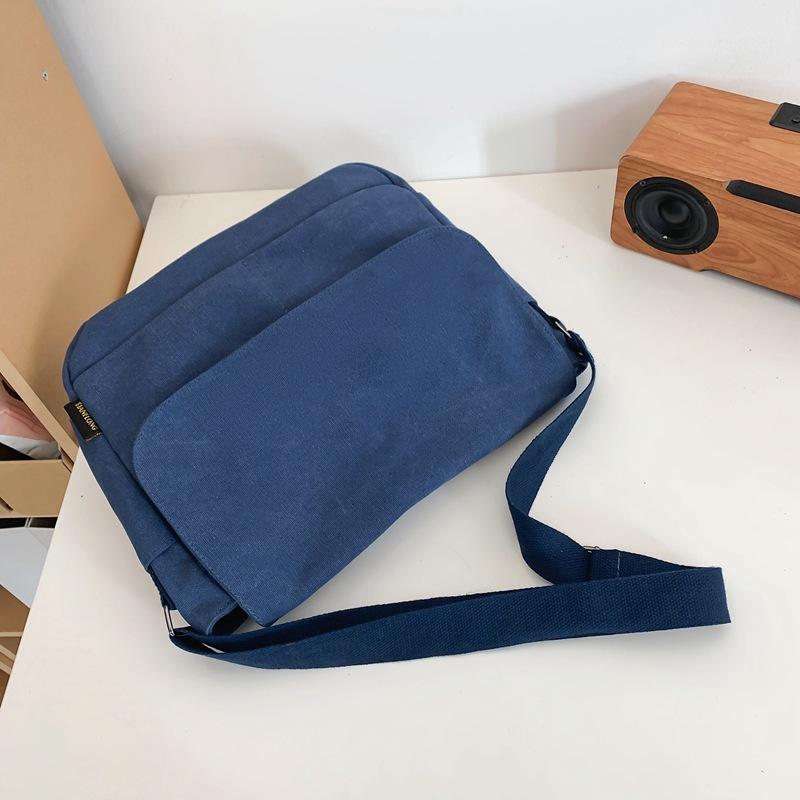 Simple Large-capacity Bag New Canvas Bag Female College Student Couple One-shoulder Messenger Bag