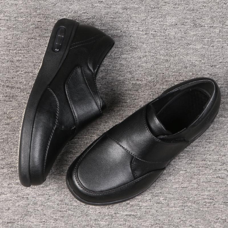 Youyun Men's Air Cushion Leather Shoes: Casual, Warm, and Easy-Fit Design for Middle-Aged and Elderly.