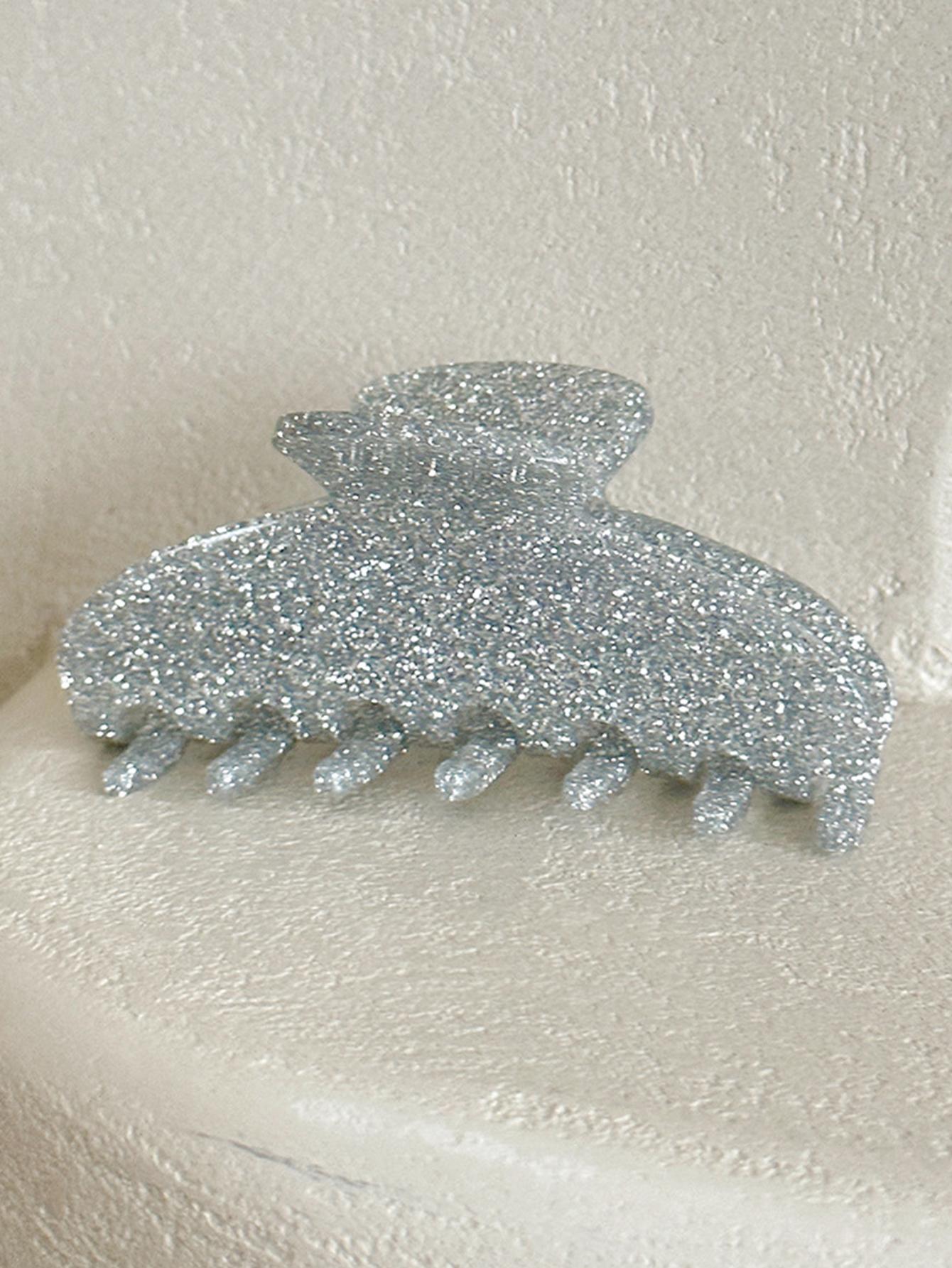 

Большие заколки-крабы из акрила с блестками для женщин и девочек - зажимы-крабы с сильной фиксацией, нескользящие заколки-бананы для густых волос серебряный