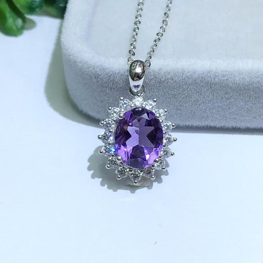 Amethyst Pendant Necklace In 925 Silver - Fashion Jewelry