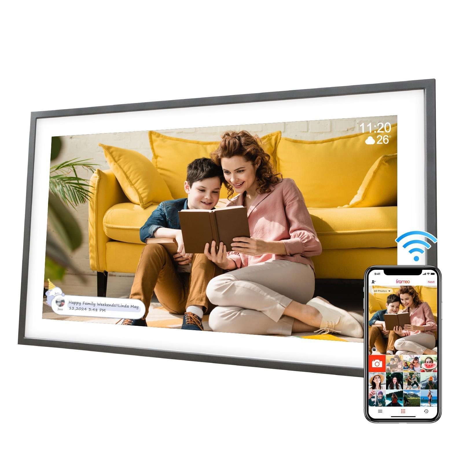 

15.6 Frameo Uhale Smart WiFi Digital Photo Frame - Cloud-Connected Large Screen Display Black and White - Frameo - 32GB - US Standard