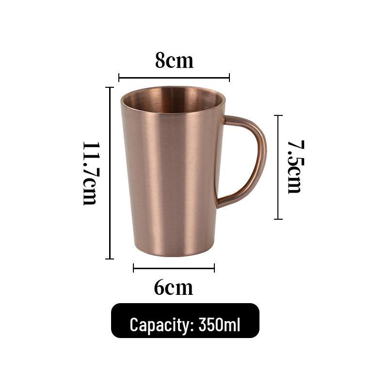 Taza Termo Aislada de Doble Pared de Acero Inoxidable 304 con Asa - Dorada