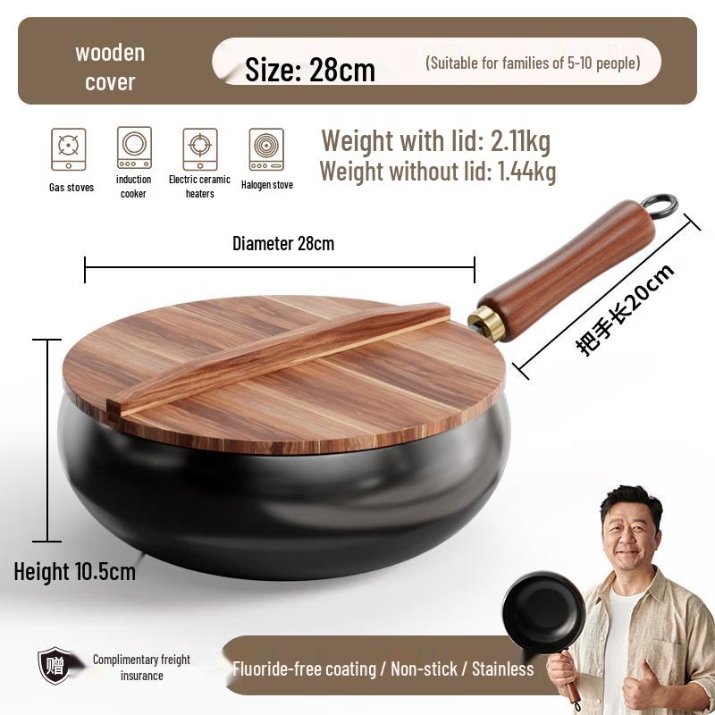 Guo Tao Non-Stick Iron Wok for Stir-Frying
