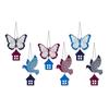 (Pack of 6) Multicolored Birds & Butterfly Wooden Wall Hanging for Home Decoration | Garden Balcony | Office | Cafe | Decorative Door Hanging