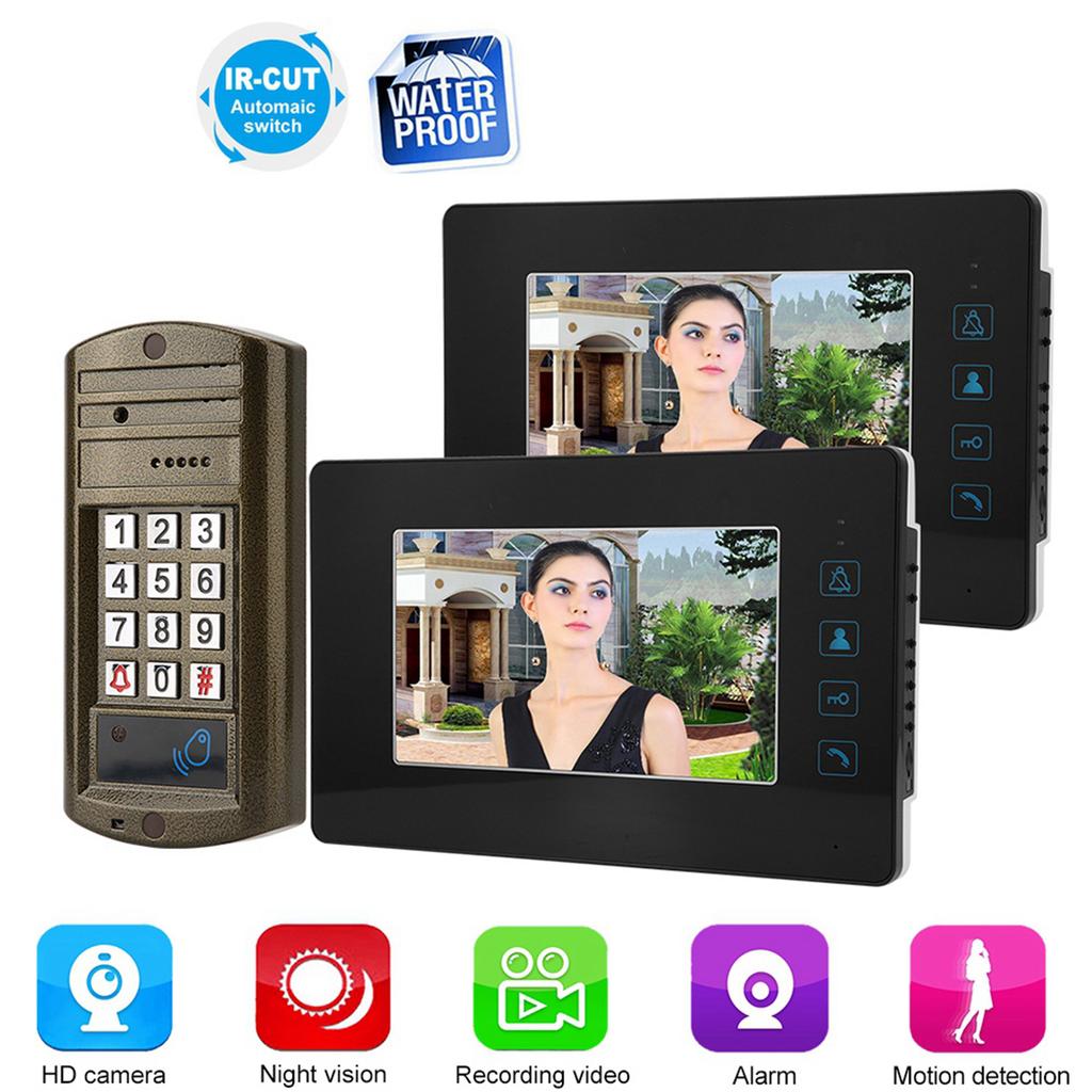 7inch HD Screen Wired Doorbell Waterproof Video Intercom Door Bell