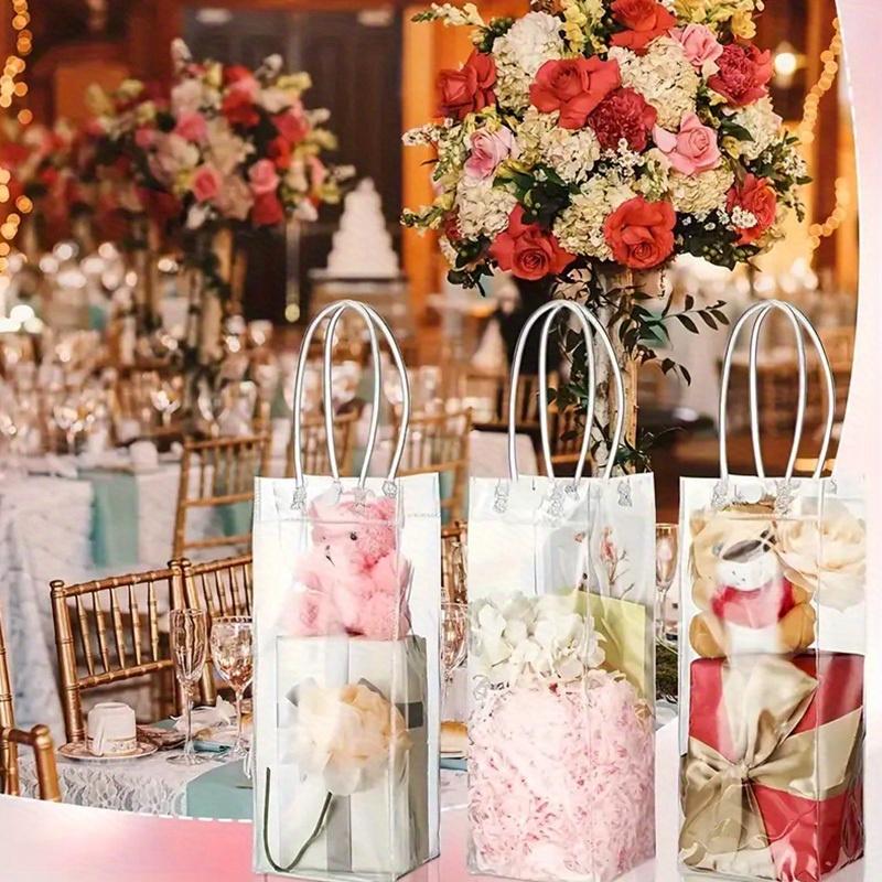5/10/20 Stück durchsichtige Geschenktüten aus Kunststoff mit Griff, wiederverwendbare Geschenkverpackungstasche aus PVC für Hochzeiten, Geburtstagsfeiern, Weihnachten, tragbare Handtasche