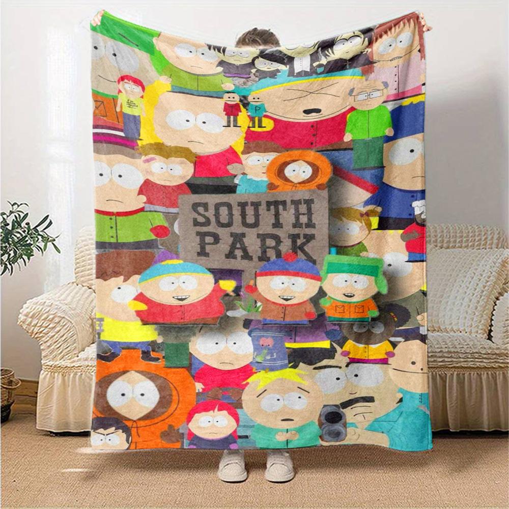 Cartoon Park South Print Flannel Blanket High Quality Warm Comfortable Cover for All Seasons Perfect for Gifts Home Decor