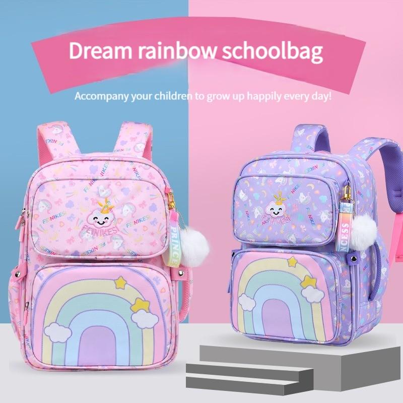 Niedliche Mädchen-Regenbogen-Rucksäcke für Mädchen der Klassen 1–6, Cartoon-Motiv, wasserdichter Rucksack, Kindergarten-Schultasche, Mochila Escolar