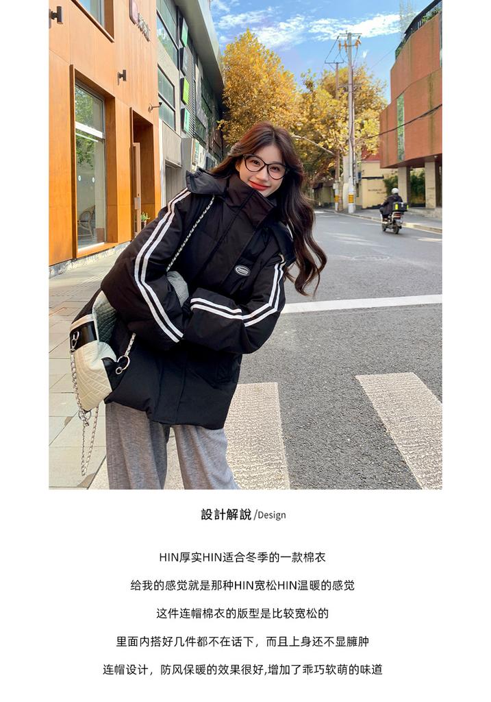 Black down cotton-padded clothes for women's winter year new loose student thickened anti-season cotton-padded clothes and cotton-padded jackets