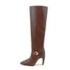 Fashion New Retro Fashion Belt Buckle Long Boots Autumn and Winter Pointed End 10cm High Heels Short Plush Warm Women's Boots Size 35-43