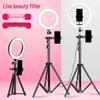 Mobile Phone Live Streaming Ring Light with Retractable Tripod and Multi-Position Stand