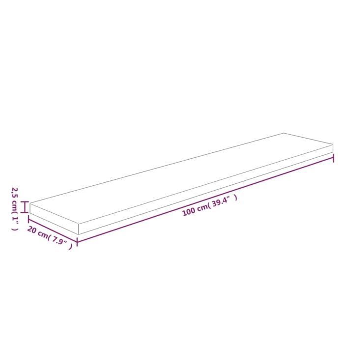 342937 vidaXL Panneau d'étagère 100x20x2,5 cm Bois de chêne massif non traité