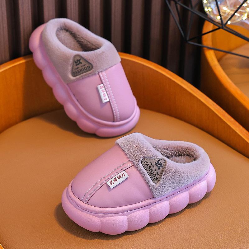 [Autumn Winter Kids Thick Sole Cotton Slippers Boys Girls Non Slip Warm Indoor Home Slippers]
