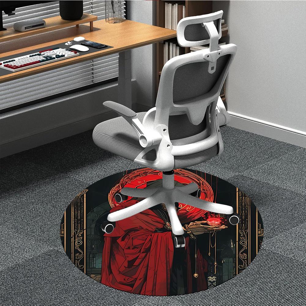 

1PC Mage Flame Office Round Area Rug, Indoor Mat Suitable For Office, Under Office Chairs Bedroom Living Room Home Decor, Room Decos028 80cm by 80cm