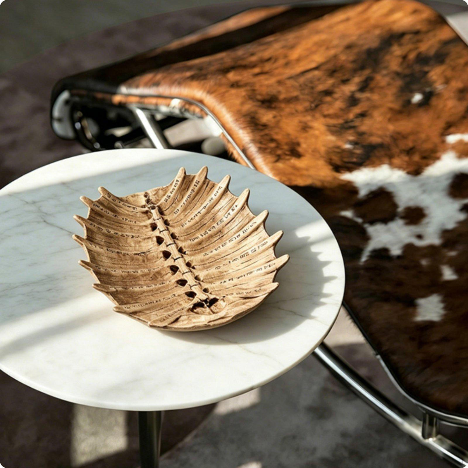 Tortoise shell Fruit Tray Carved Texture Engraved Characters Home Decor