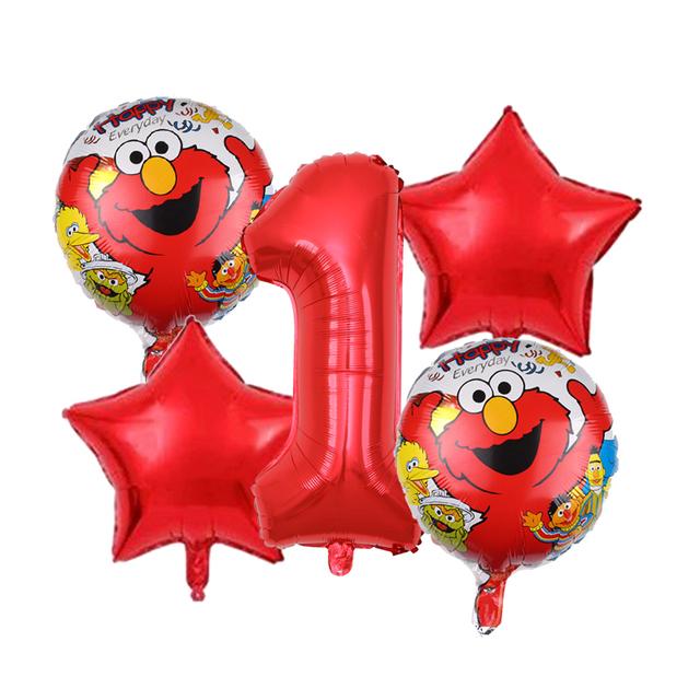 New Sesame Birthday Party Decorations Cartoon Street Balloons Plates Tablecloth Cups Tableware Set for Baby Shower Party Favors 5