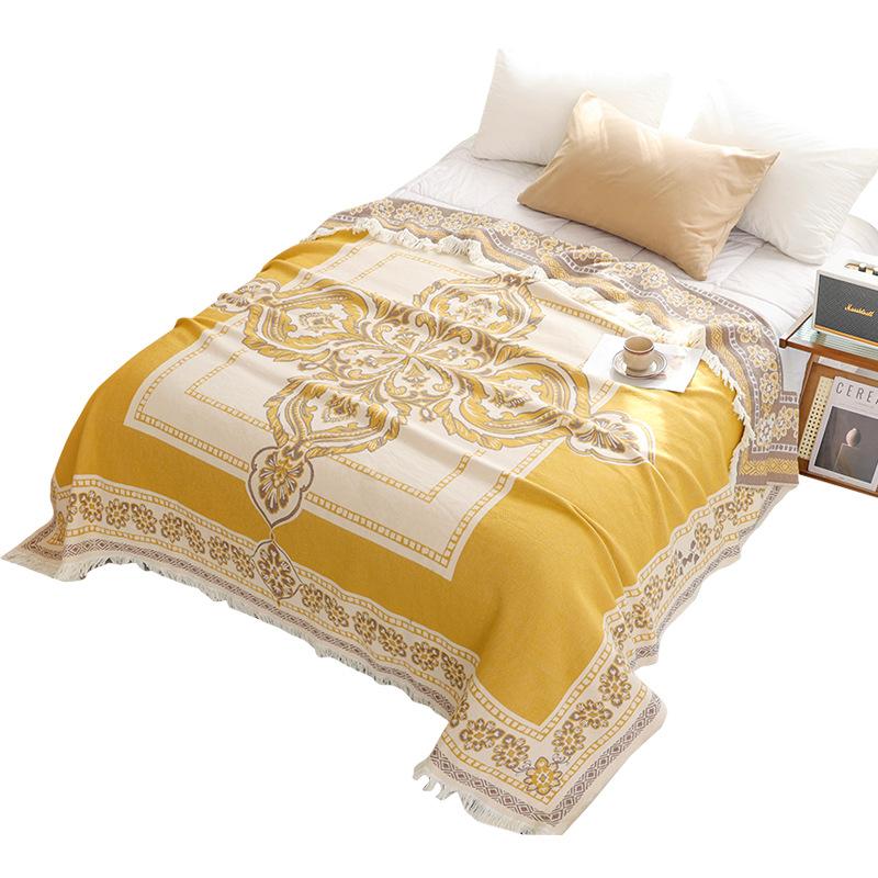 Nový čistě bavlněný střapcový gázový ručník, prostěradlo na přikrývku, dvojitá klimatizační deka, celoroční bavlněný přehoz na pohovku, sezónní deka na polední přestávku