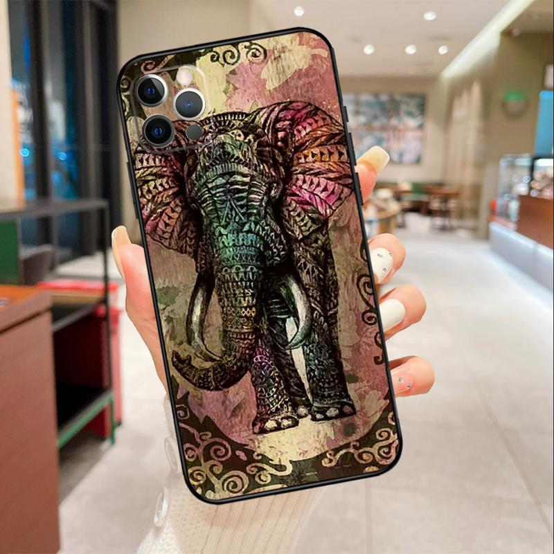 Elephant Mandala Aztec Phone Case For iPhone 16 15 14 11 12 13 17 Pro Max mini 15 Plus 16e 17 Air Protective Cover