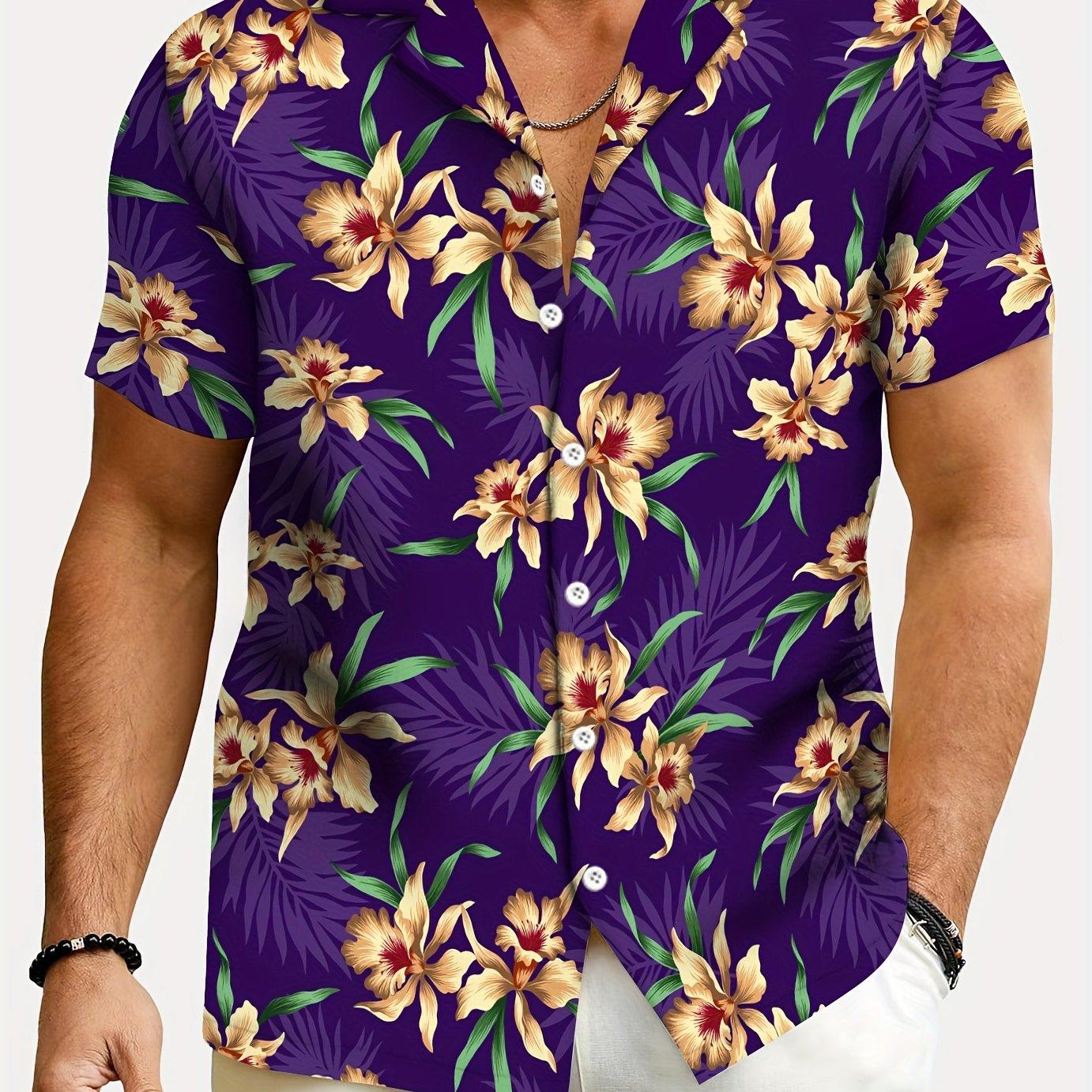 

Мужская гавайская рубашка Мужская повседневная рубашка унисекс Летняя пляжная повседневная рубашка с коротким рукавом на пуговицах Футболка Рубашка с тропическим растением S