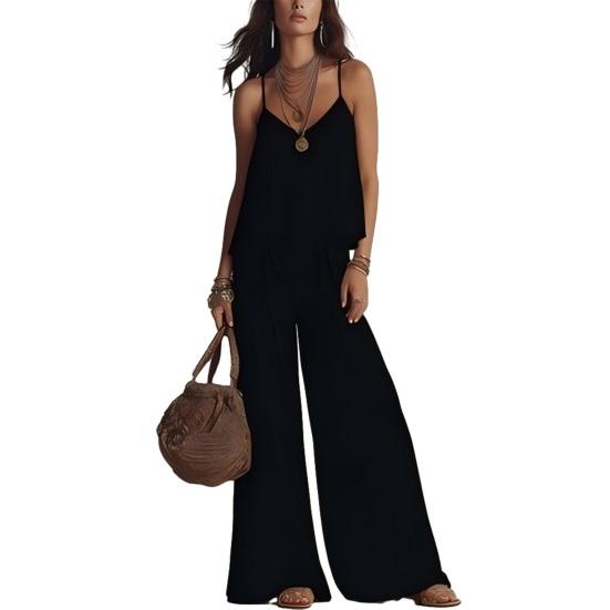 Summer 2 Piece Sets for Women, Spaghetti Strap Tank Top And Wide Leg Pants Lounge Set, Beach Vacation Travel Outfits