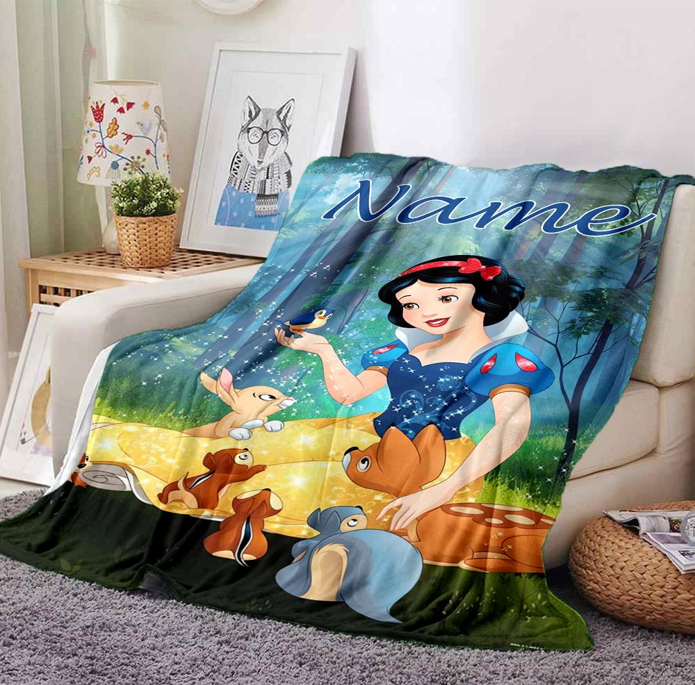 Custom Name Forest Friends Flannel Blanket Throw Blanket Soft Warm Sofa Bed Decor Unique Gift